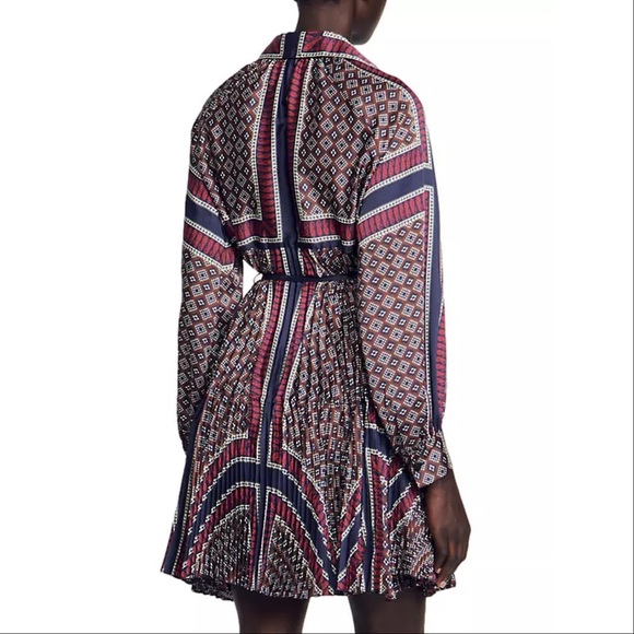 NWOT Sandro Pleated Shirt Dress in Purple - Picture 2 of 8